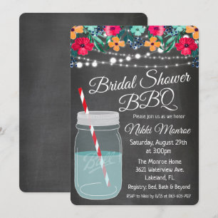 Trouw Bruiloftsbarbecue Mason Jar Uitnodiging