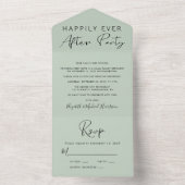 Trouw Bruiloftsreceptie Sage Groen All In One Uitnodiging (Binnen)