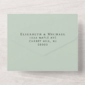 Trouw Bruiloftsreceptie Sage Groen All In One Uitnodiging (Achterkant)