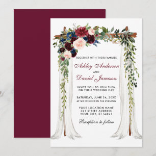 Trouw Canopy Boog Watercolor Bloemen Kaart