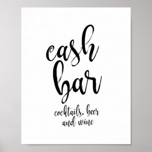 Trouw Cash Bar Zwart en Wit 8x10 Bord Poster