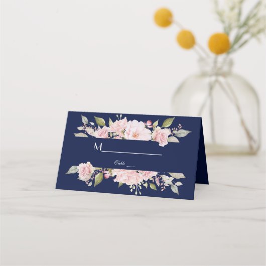 Trouw Charm Blush Roze Bloemige Bloei Navyblauw (Achterkant)