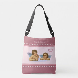 Trouw cherubs, harten & sterren op roze goud crossbody tas