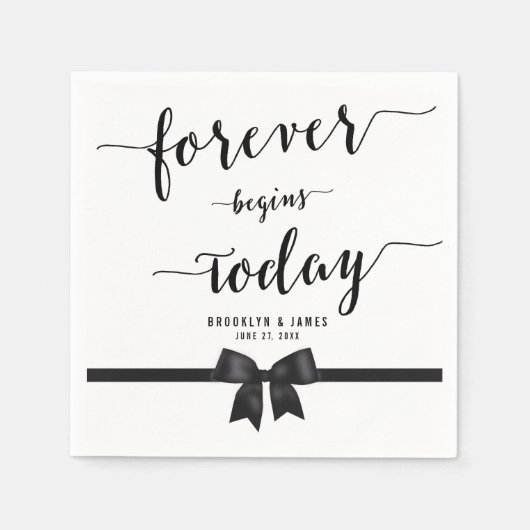 Trouw Cocktailservetten met Strik in Zwart en Wit Servetten (Voorkant)