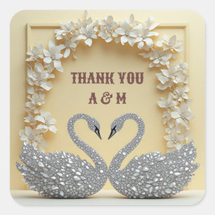 Trouw Crystal Romance-viering stijl Vierkante Sticker