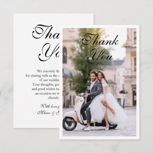 Trouw Dank Je Foto Modern Eenvoudig Elegant Bedankkaart (Voorkant / Achterkant)