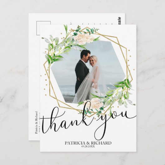 Trouw Dank Je Groene Goud Folie Geometrisch Briefkaart (Voorkant / Achterkant)