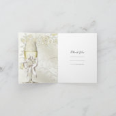 Trouw Dank Je Wel Goud Crème Parel Bloemrozen Bedankkaart (Binnen)