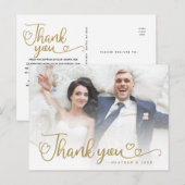 Trouw Dank Je Wel | Gouden Schrift Over Foto Briefkaart (Voorkant / Achterkant)