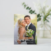 Trouw Dank Je Wel | Handgeschreven Schrift Over Fo Briefkaart (Staand voorkant)