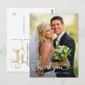 Trouw Dank Je Wel | Handgeschreven Script Over Fot Briefkaart (Voorkant / Achterkant)