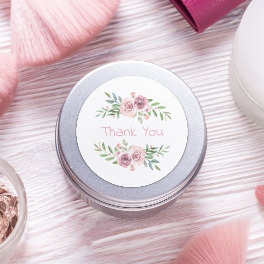 Trouw Dank Je Wel Roze Bloemenkrans Aquarel Ronde Sticker