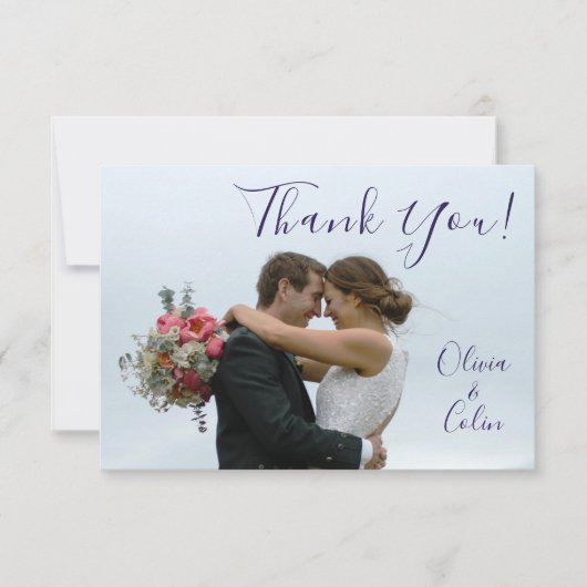 Trouw Dankjewel Bruid Bruidegom Foto Bedankkaart (Voorkant)
