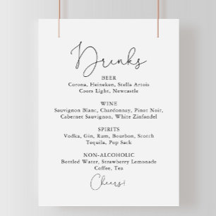Trouw Dranken Menu Eenvoudig Calligrafie Bord Poster
