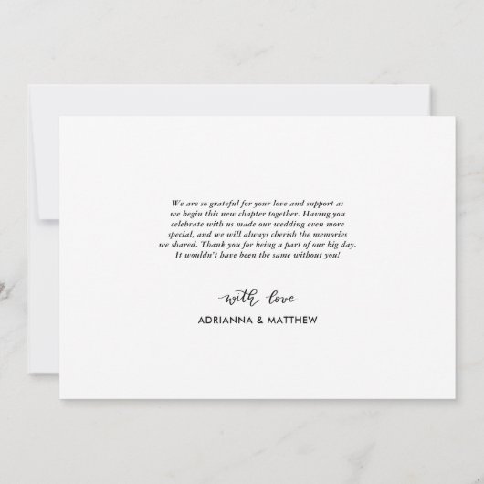 Trouw Drie Foto's Elegante Dankjewel Script Bedankkaart (Achterkant)