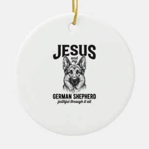 Trouw Duitse Herdershond Shirt voor Christelijke H Keramisch Ornament