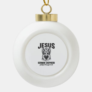 Trouw Duitse Herdershond Shirt voor Christelijke H Keramische Bal Ornament
