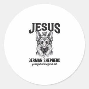 Trouw Duitse Herdershond Shirt voor Christelijke H Ronde Sticker