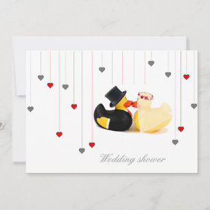 Trouw eenden 4 en twee harten trouw uitnodiging