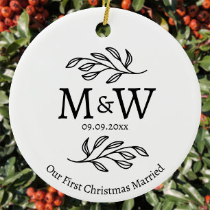 Trouw Eerste Kerstmis Samen Keramisch Ornament