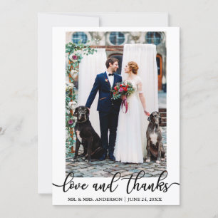 Trouw Elegant Script Liefde en Dankbaarheid Foto Bedankkaart