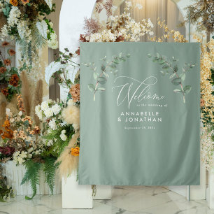 Trouw elegant welkom eucalyptus botanisch salie wandkleed