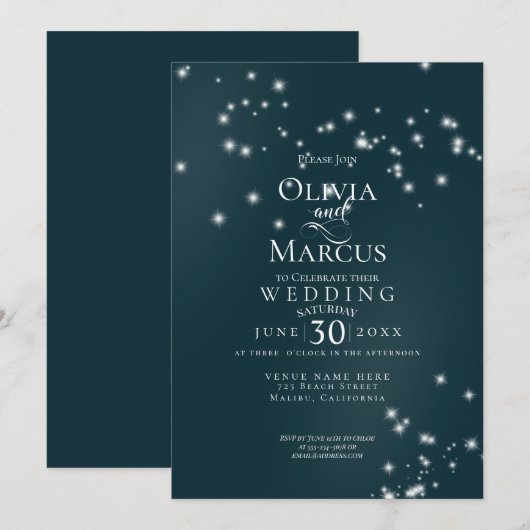 Trouw | Elegante Zee Driftwood Tuleprieel Kaart (Voorkant / Achterkant)