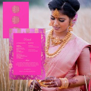 Trouw Etnisch Indiaas Roze & Gouden Details Kaart