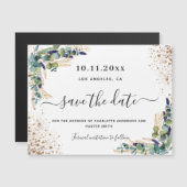 Trouw eucalyptus goud save the date magneet (Voorkant / Achterkant)