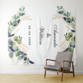 Trouw eucalyptus groen monogram wandkleed (In Situ (horizontaal))