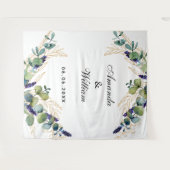 Trouw eucalyptus groen monogram wandkleed (Voorkant (horizontaal))