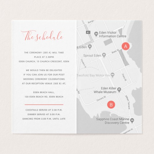 Trouw evenement details gast koraal kunst schema p kaart (Binnenkant ongevouwen)