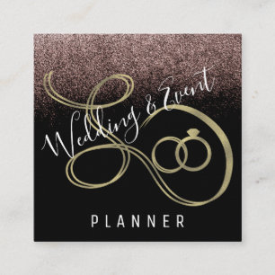 Trouw & Evenementenplanner Nep Glitter Gouden Ring Vierkante Visitekaartje