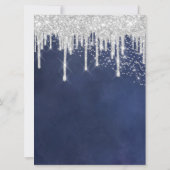Trouw Event Program Blauw Marine Zilver Grijs Drip Kaart (Achterkant)