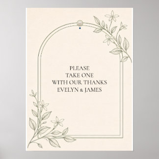Trouw Favor Teken Met Dank Olive Botanisch Poster