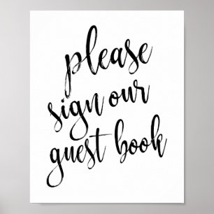 Trouw Gastboek Zwart en Wit 8x10 Bord Poster