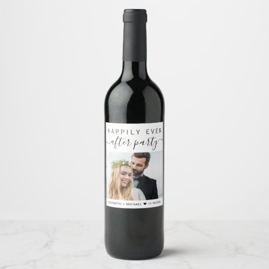 Trouw Gelukkig Elkaar Tegengekomen Gepersonaliseer Wijn Etiket (Voorkant)