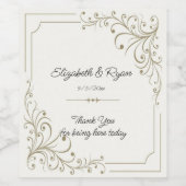 Trouw Gouden Filigraan Ivoor Elegant Wijn Etiket (Enkel label)