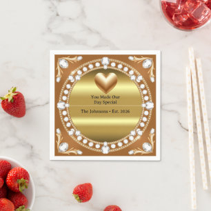 💍 Trouw Gouden Hart Monogram Stijl 🌹 Servet