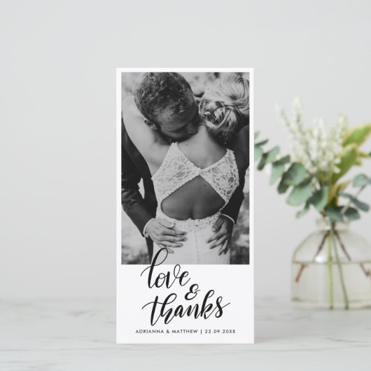 Trouw Handgeschreven Liefde En Dank | Koppel Foto Bedankkaart (Staand voorkant)