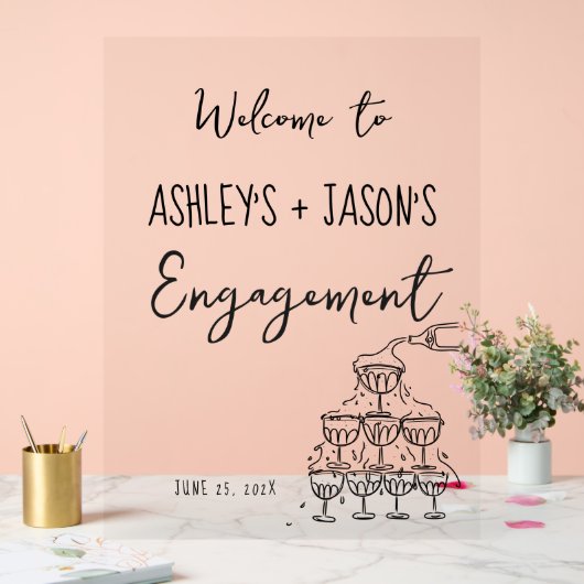 Trouw handgetekend Welkomstbord Acryl Bord (Huwelijk)