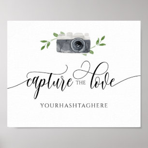 Trouw Hashtag Bord Deel Liefde Waterverf Camera Poster