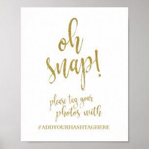 Trouw Hashtag Goud Glitter 8x10 Trouwbord Poster