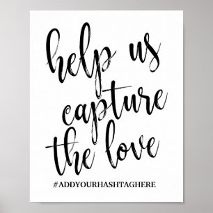Trouw Hashtag Zwart en Wit 8x10 Bord Poster