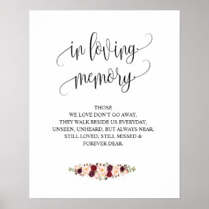 Trouw Herdenking Tafel Bord 'In Loving Memory' v12 Poster