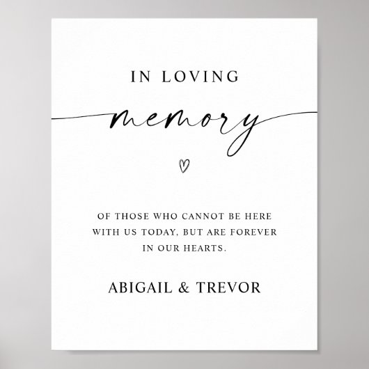 Trouw Herdenkingstafel In Loving Memory Poster (Voorkant)