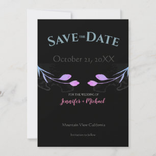 Trouw Huwelijk Minimalistisch Chic Zwart Bloemmoti Save The Date