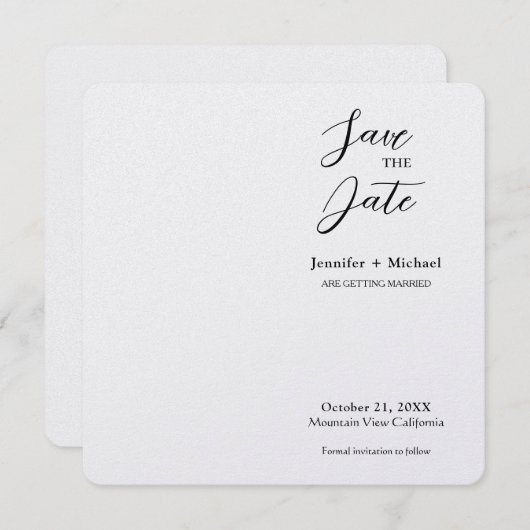 Trouw Huwelijk Minimalistische Calligrafie  Save The Date (Voorkant / Achterkant)