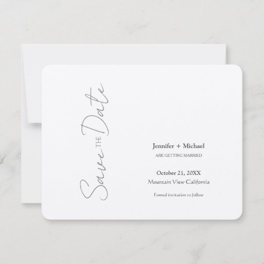 Trouw Huwelijk Minimalistische Calligrafie Script Save The Date (Voorkant)