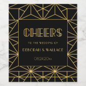 Trouw in art deco geometrische stijl uit de jaren wijn etiket (Enkel label)